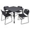 Regency Tables > Height Adjustable > Square Mobile Table & Chair Sets, 48 W, 48 L, 23-34 H, Grey TB4848GYAPCBK44BK - alternate 1